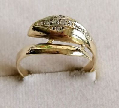 Goldring Schlange Gelbgold Ring 333 mit 5 Diamanten ca 0,1ct, Gr.58, Neuwertig