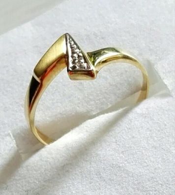 Goldring Gelbgold Ring 375/9K mit Diamant ca 0.02ct, Gr.58, Neuwertig, Top