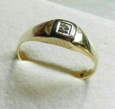 Goldring bicolor Gelb-Weiß Gold Ring 585 14K mit Diamant ca 0.1 ct, Gr.55