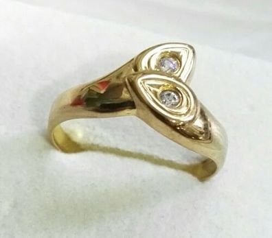 Goldring Gelbgold Ring 333 mit elegante Zirkonia , Art Deco, Gr. 55