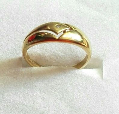 Goldring Gelbgold Ring 333 mit Diamant ca 0.02ct , Gr. 55, Art Deco, Neuwertig