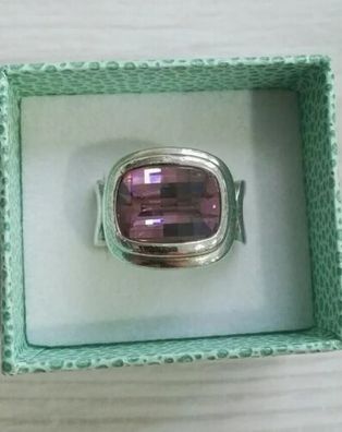 Pierre Lang Ring Silber Ring 925 mit elegante groß Lila Stein, Gr.8, Massiv, Top