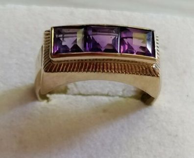 Goldring Gelbgold Ring 333 mit elegante Amethyst, Gr.56, Art Deco, Top