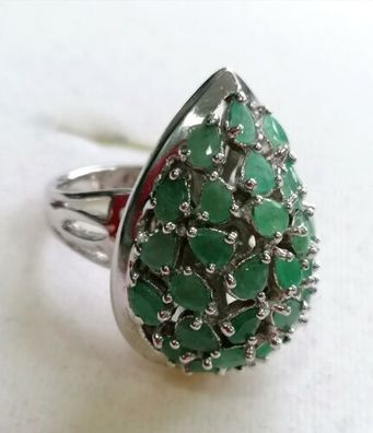 Sehr Massive Silber Ring 925 mit elegante Smaragden, Gr.53, ca 18g, Neu, Top!!