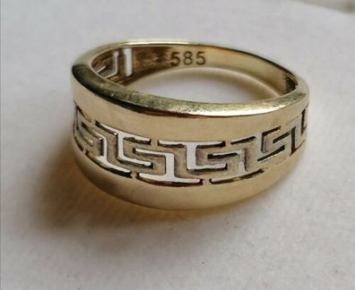 Goldring Gelb-Weiß Gold Ring 585 14K Art Deco bicolor, Gr.52, Massive, Top!!!