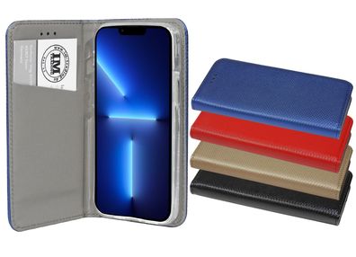Buch Tasche "Smart" kompatibel mit iPhone 14 Plus Handy Hülle Etui Brieftasche ...