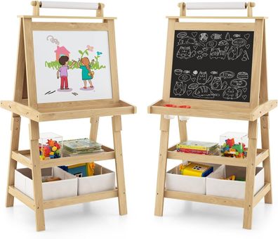 3 in 1 Kinder Staffelei, Kindertafel doppelseitig, Whiteboard & Kreidetafel