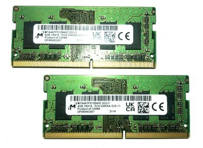 8GB DDR4 RAM Arbeitsspeicher Micron SO-DIMM 3200 PC4-25600 für Notebook, Laptop