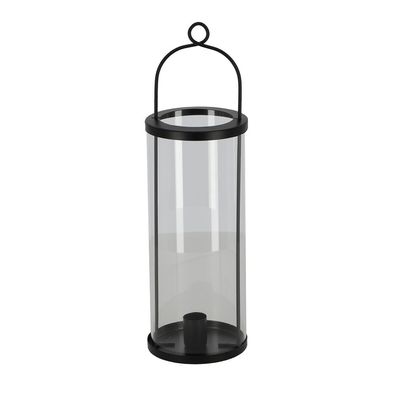 Esschert Design Windlicht mit Kerzenhalter Eisen Glas schwarz Deko Licht modern