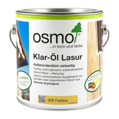 OSMO KLAR-OEL LASUR Farblos 000 - 2.5 LTR Imprägnierung Holzschutz HOLZÖL