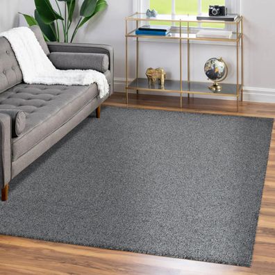 Teppich Modern design Teppich einfarbig kurzflor Teppich uni color meliert Grau