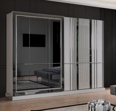 Moderne Kleiderschrank Schrank Schlafzimmer Schränke Grau Holz Spiegel