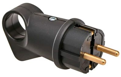 Gummi Schuko Winkel Stecker mit Griff IP44 für 1-2,5mm Kabel CE IEC 60884-1