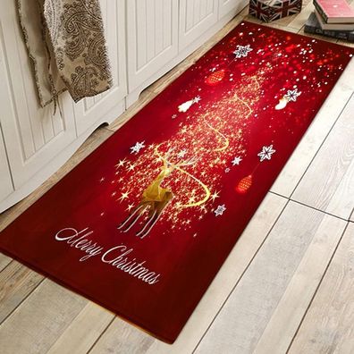 Küchenteppich, rutschfeste Küchenmatte und Teppich, roter fröhlicher Weihnachtsbaum