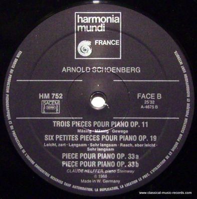 harmonia mundi France HM 752 - Intégrale De L'Oeuvre Pour Piano Seul