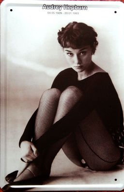 Top-Blechschild, 20 x 30 cm, Audrey Hepburn, Schauspielerin, Tiffany, Neu, OVP