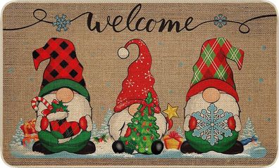 Weihnachts-Fußmatte, Patchwork-Heimdekoration, rutschfeste Fußmatten für drinnen/ dra