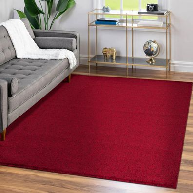 Teppich Modern design Teppich einfarbig kurzflor Teppich uni color meliert Rot