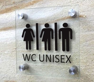 WC Schild "Unisex" Mann I Divers I Frau Toilettenschild WC Acrylschild 20 x 20 cm