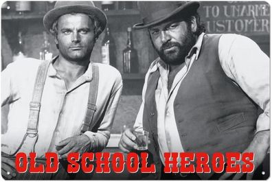 Bud Spencer + Terence Hill, Old School Heroes, Blechschild 20x30 cm, 300/ T010