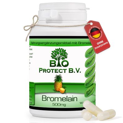 Bromelain mit 2000 GDU/ g / 4000 F.I.P./ g - 500 mg / 120 Kapseln Bio Protect