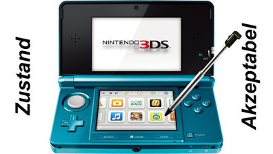 Nintendo 3DS Handheld Aqua Blue Blau Zustand Akzeptabel