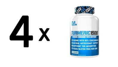 4 x EVL Nutrition Turmeric Curcumin (90 Caps) Unflavored