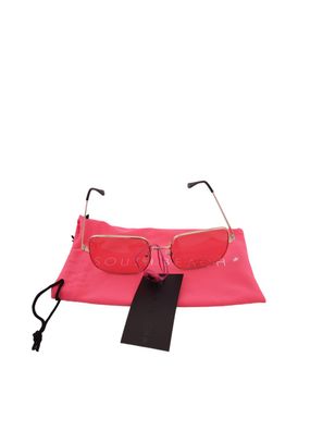 South Beach – Eckige Oversized-Sonnenbrille aus Metall in Rosa