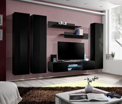 Wohnzimmer Wohnwand TV Ständer Sideboard Holz Wandschrank Designer Einrichtung