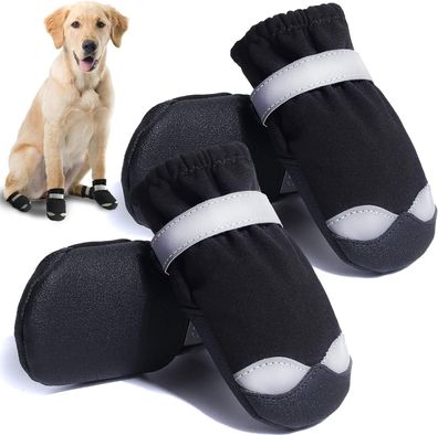 4er Pfotenschutz Hundestiefel, Wasserdicht Hundeschuhe Schwarz Größe 5