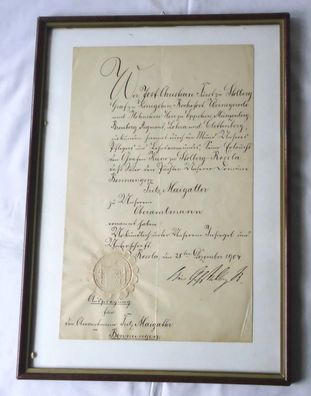 Bestallungsurkunde mit Autograph vom Fürst zu Stolberg 1904 (116778)