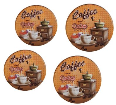 Herdabdeckplatten rund 4´er Set Küchen Herd Abdeckplatten Kaffee Coffee Nostalgie