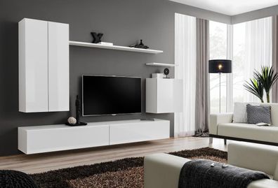 Weiß Wohnwand Design Luxus Wohnzimmermöbel Wandschrank Neu TV Ständer