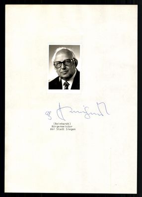 Hans Reinhardt 1920-1998 Bürgermeister Siegen 1979-1989 Orig. Sign. # BC G 38948