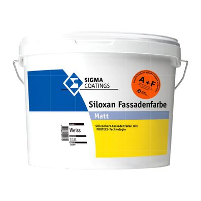 SIGMA Siloxan Fassadenfarbe A&F - 12.5 LTR (WEISS) Algizid UND Fungizid