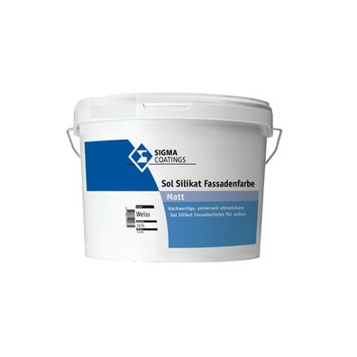 SIGMA SOL Silikat Fassenfarbe - 12.5 LTR (WEISS) - Hochwertige Silikatfarbe