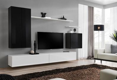 Wohnzimmermöbel Design Wohnwand Wandregal Luxus Weiß Wandschrank Neu