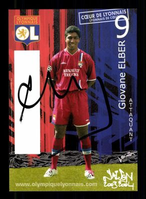 Giovane Elber Autogrammkarte Olympique Lyon 2003-04 Original Signiert