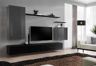 Wohnwand Set 6tlg TV Ständer Sideboard Luxus Wohnzimmermöbel Wandschrank