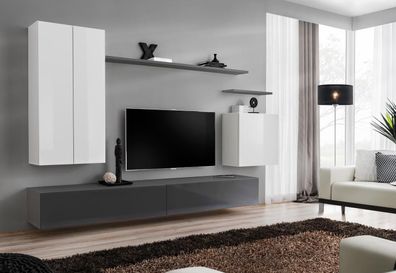 Designer Komplett Wohnzimmer Luxus Wohnwand Modern Holz Einrichtung TV Ständer