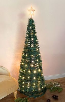 LED Spiral Pop Up Tannen Baum 150 cm - grün - Weihnachts Deko Beleuchtung Außen
