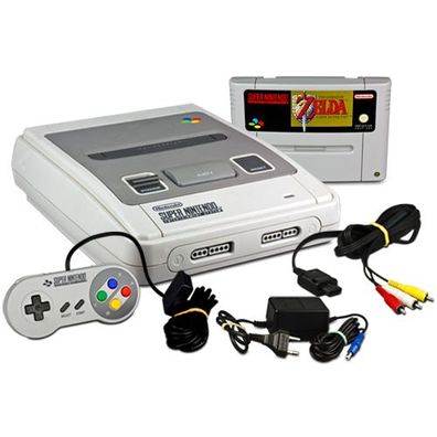 SNES Konsole #B-Ware + Kabel + 2 original Controller + Zelda - Refurbed C