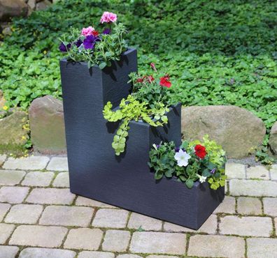 XL Kübel Pflanzkübel Treppentopf 60cm Blumentreppe Blumen Kübel Topf Beton Optik