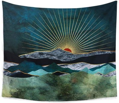 Sonnenaufgang Wandteppich, Motiv: Berge und Sonnenaufgang, leuchtende Sonne und