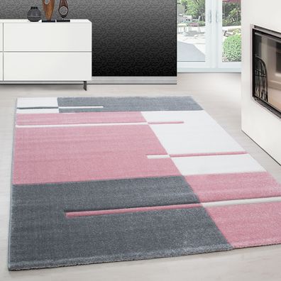 Teppich modern design Teppich Rechteckig Kurzflor Kariert Gestreift Pink