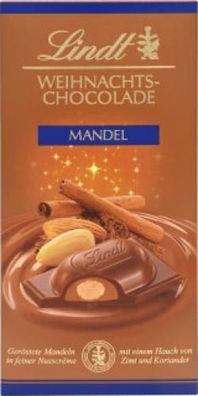 Lindt Weihnachts-Chocolade Mandel 100g