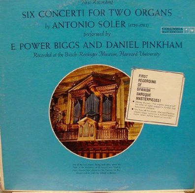 Columbia Masterworks ML 5608 - Soler: Six Concerti For Two Organs
