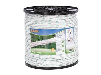 Fencing rope Star 500 m, white/ green, Ø 6 mm