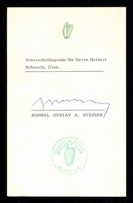 Gustav A. Steiner Konsul Island in Österreich 1968 Original Signiert #BC G 39031