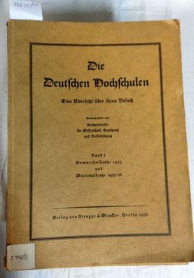Deutsche Hochschulstatistik. - Sommer 1928 bis Winter 1935/36